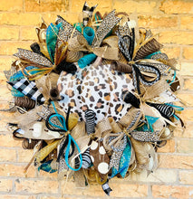 Load image into Gallery viewer, Fall Wreath-Leopard pumpkin
