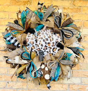 Fall Wreath-Leopard pumpkin