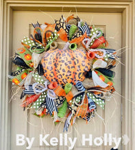 Load image into Gallery viewer, Fall Wreath-Leopard pumpkin
