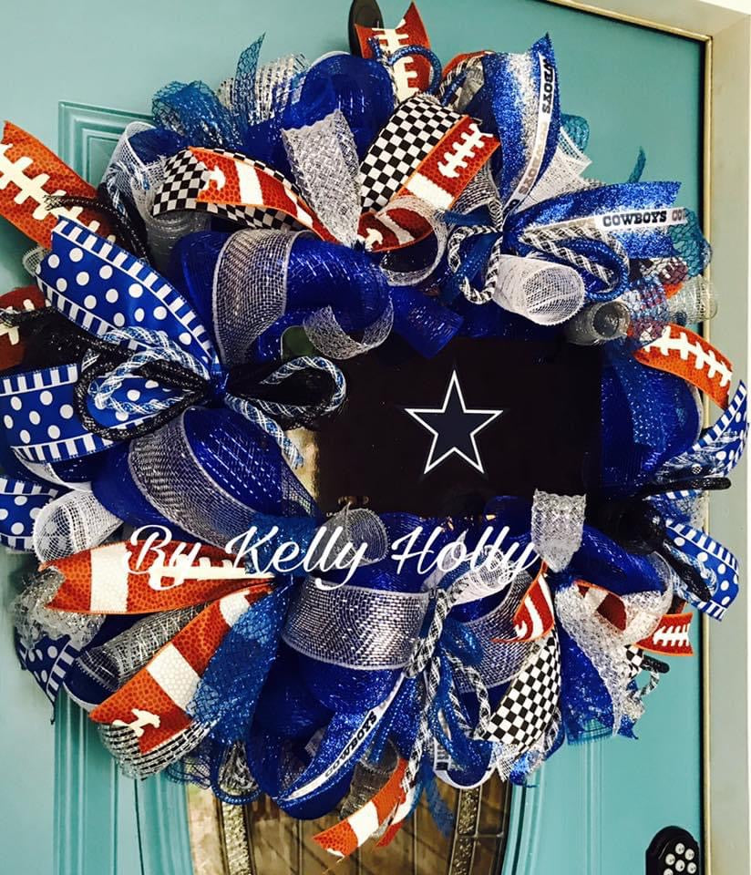 Cowboys Mesh Wreath Ready to Ship Football Wreath Dallas 