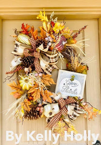 Fall Grapevine-Large Give Thanks neutral