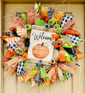 Fall Wreath-Welcome Pumpkin