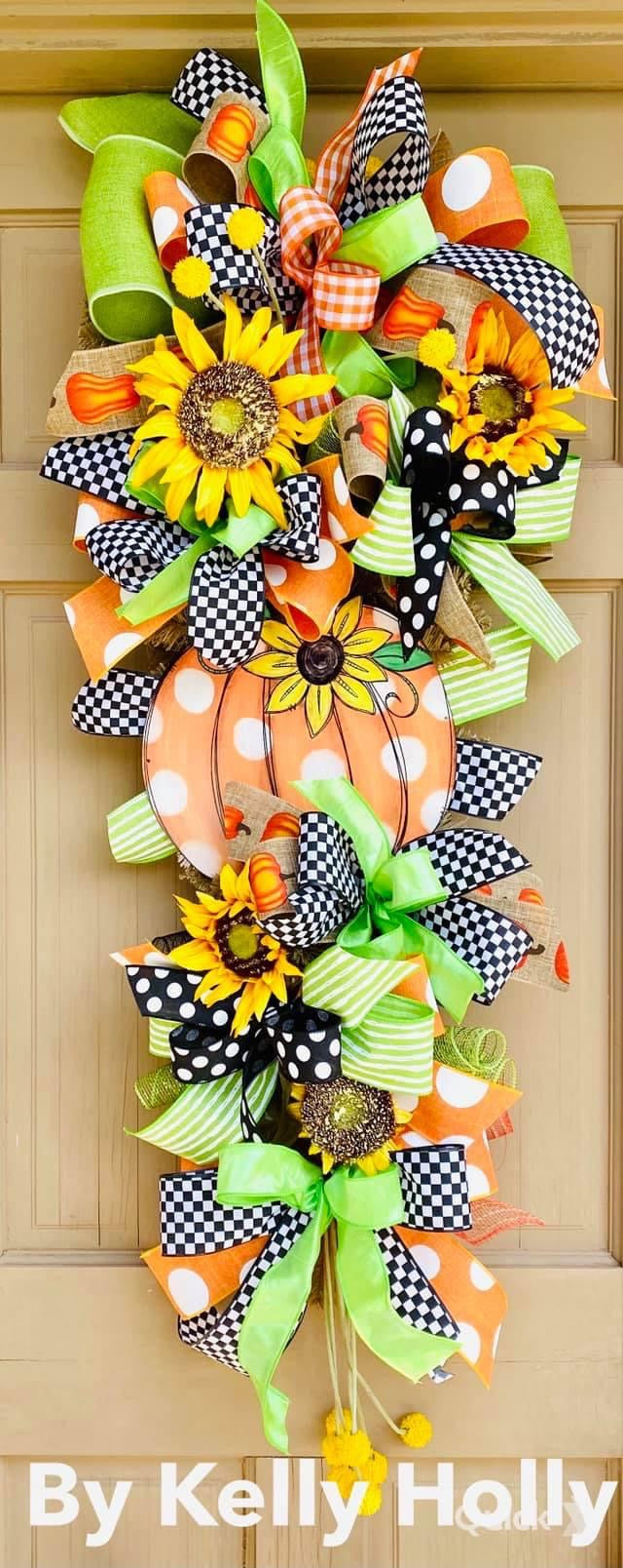 Fall Swag-Large polka dot pumpkin