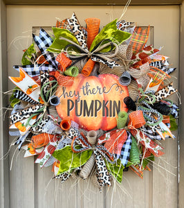 Fall Wreath-Welcome Hey there pumpkin