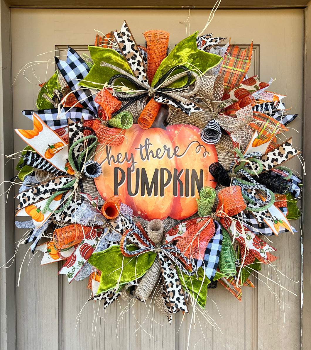 Fall Wreath-Welcome Hey there pumpkin