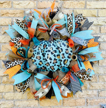 Load image into Gallery viewer, Fall Wreath-Leopard pumpkin
